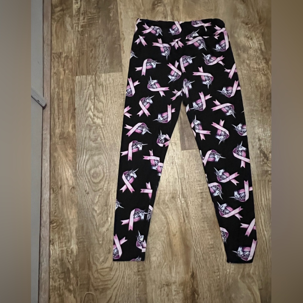 Lularoe Leggings White Unicorns Breast Cancer Awareness Pink Ribbon